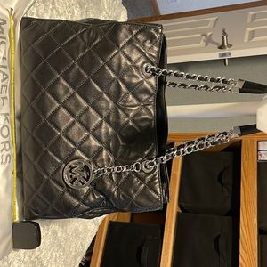 Michael Kors Super Soft pebble leather shoulder bag with silver chain hardware